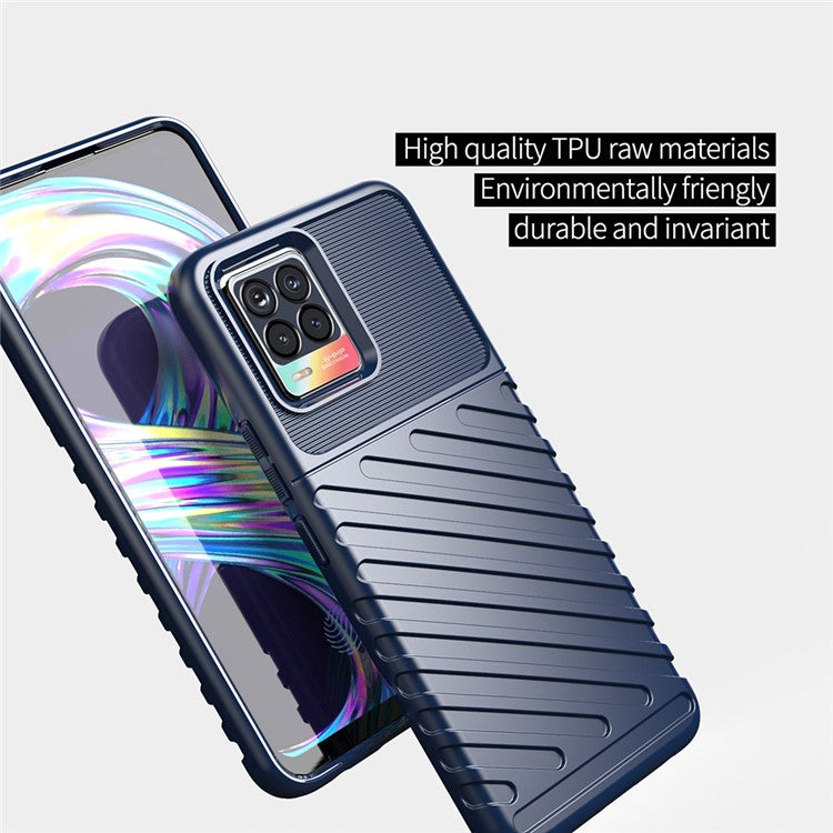 Thunder Series Twill Texture Stylish Flexible TPU Case Phone Shell for Realme 8/8 Pro - Blue