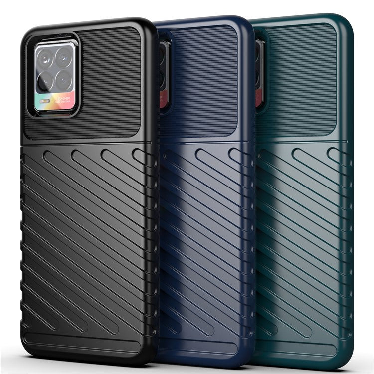 Thunder Series Twill Texture Stylish Flexible TPU Case Phone Shell for Realme 8/8 Pro - Blue