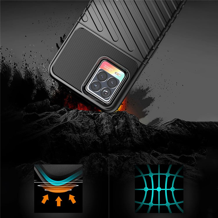 Thunder Series Twill Texture Stylish Flexible TPU Case Phone Shell for Realme 8/8 Pro - Blue