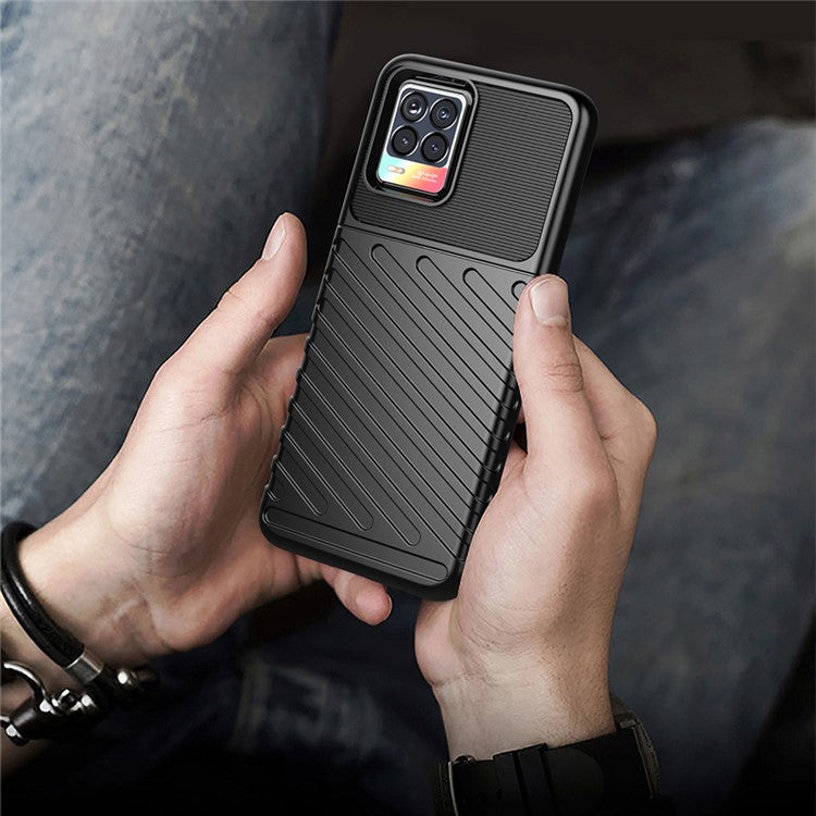 Thunder Series Twill Texture Stylish Flexible TPU Case Phone Shell for Realme 8/8 Pro - Blue