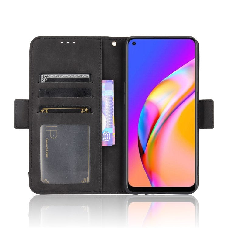 Multiple Card Slots Design Wallet Stand Leather Phone Case for Oppo A94 4G/F19 Pro 4G/Reno5 F/Reno5 Lite - Black