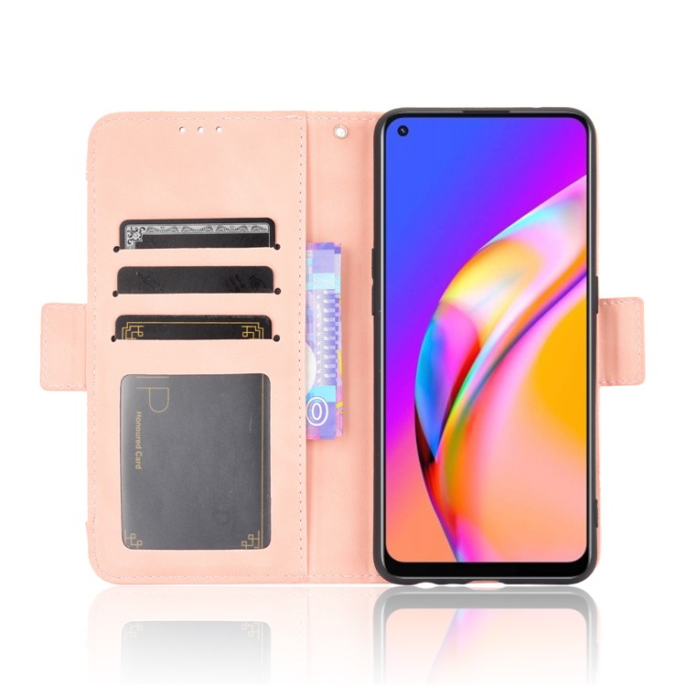 Multiple Card Slots Design Wallet Stand Leather Phone Case for Oppo A94 4G/F19 Pro 4G/Reno5 F/Reno5 Lite - Pink