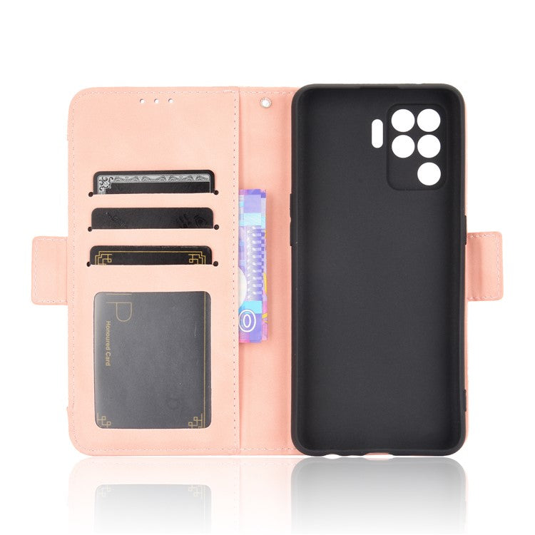 Multiple Card Slots Design Wallet Stand Leather Phone Case for Oppo A94 4G/F19 Pro 4G/Reno5 F/Reno5 Lite - Pink