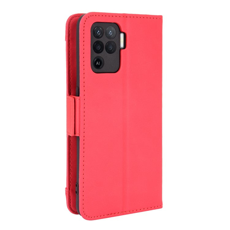 Multiple Card Slots Design Wallet Stand Leather Phone Case for Oppo A94 4G/F19 Pro 4G/Reno5 F/Reno5 Lite - Red