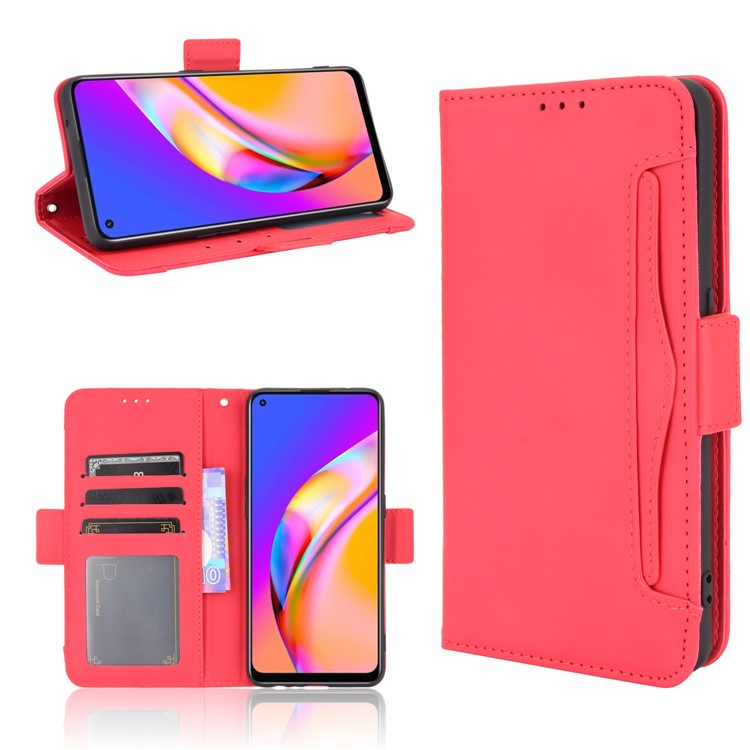 Multiple Card Slots Design Wallet Stand Leather Phone Case for Oppo A94 4G/F19 Pro 4G/Reno5 F/Reno5 Lite - Red
