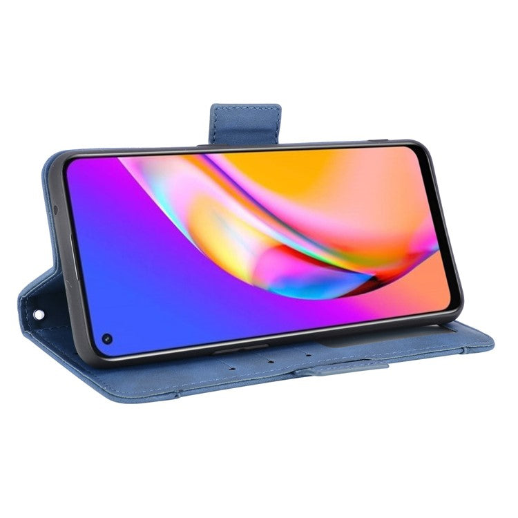Multiple Card Slots Design Wallet Stand Leather Phone Case for Oppo A94 4G/F19 Pro 4G/Reno5 F/Reno5 Lite - Blue