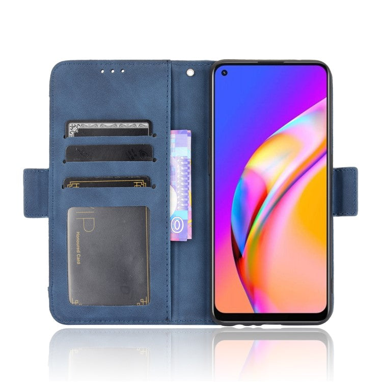Multiple Card Slots Design Wallet Stand Leather Phone Case for Oppo A94 4G/F19 Pro 4G/Reno5 F/Reno5 Lite - Blue