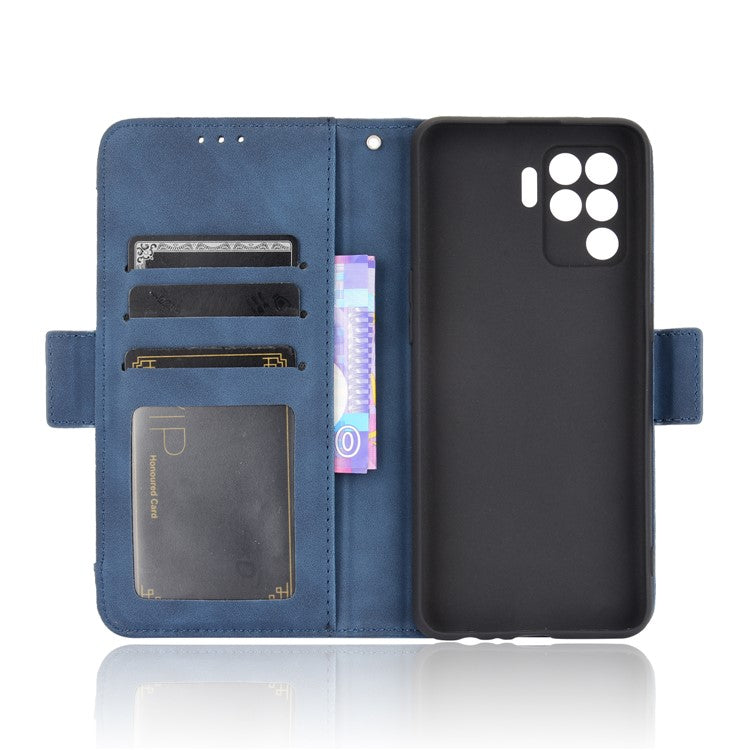 Multiple Card Slots Design Wallet Stand Leather Phone Case for Oppo A94 4G/F19 Pro 4G/Reno5 F/Reno5 Lite - Blue