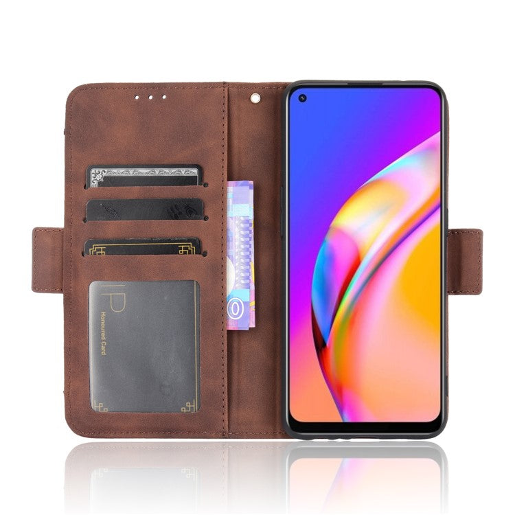 Multiple Card Slots Design Wallet Stand Leather Phone Case for Oppo A94 4G/F19 Pro 4G/Reno5 F/Reno5 Lite - Brown