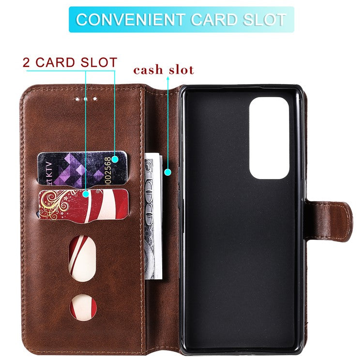 Wallet Stand Flip Leather Phone Case for Oppo Reno5 Pro+ 5G / Find X3 Neo - Brown