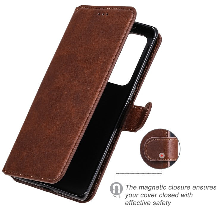 Wallet Stand Flip Leather Phone Case for Oppo Reno5 Pro+ 5G / Find X3 Neo - Brown
