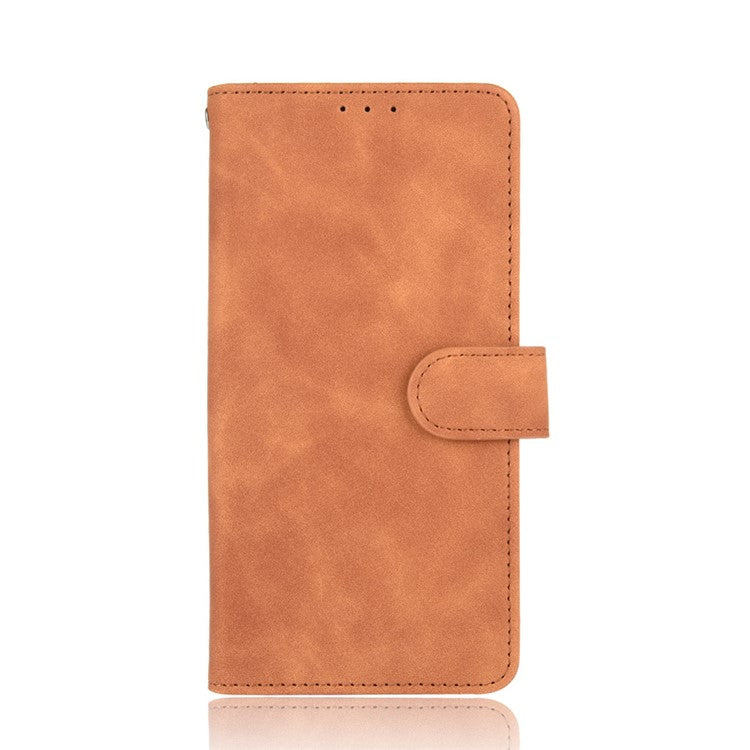 Skin-touch Feeling Leather Wallet Case Phone Cover with Supporting Stand for Oppo Find X3 Pro / Find X3 - Brown