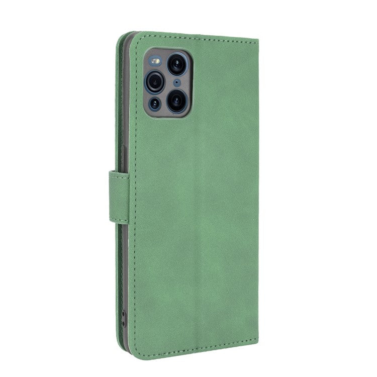 Skin-touch Feeling Leather Wallet Case Phone Cover with Supporting Stand for Oppo Find X3 Pro / Find X3 - Green