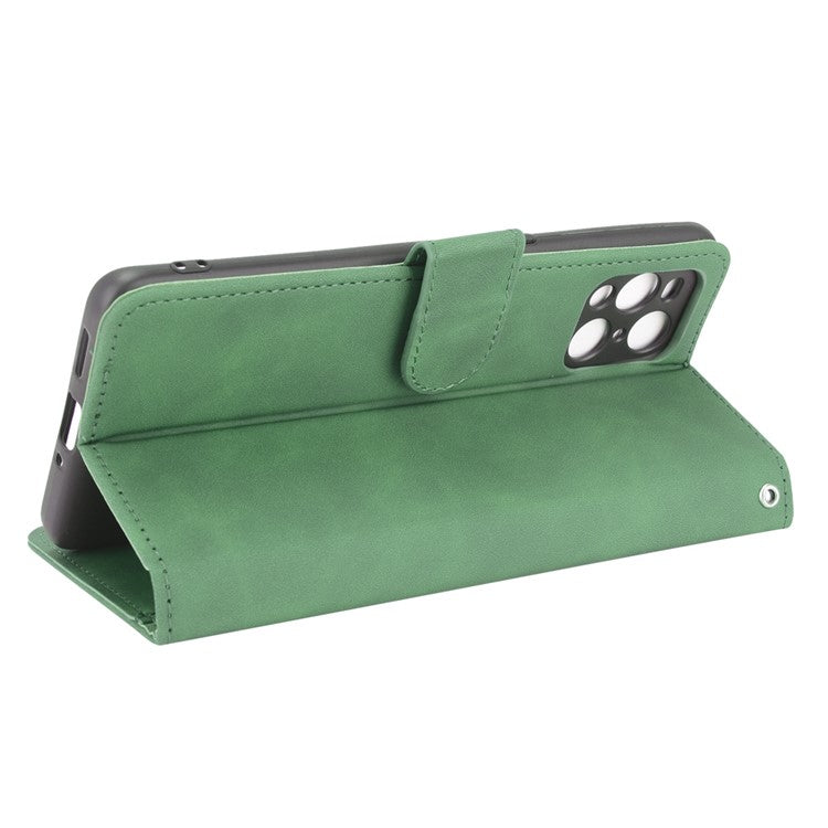 Skin-touch Feeling Leather Wallet Case Phone Cover with Supporting Stand for Oppo Find X3 Pro / Find X3 - Green