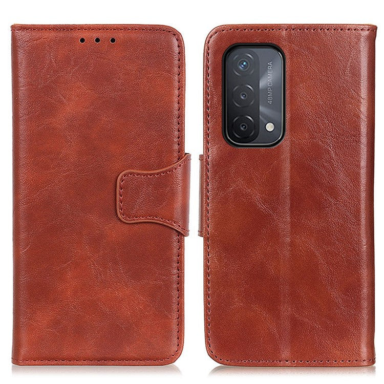 Crazy Horse Texture Stand Wallet Mobile Phone Leather Case for Oppo A54 5G/A74 5G/A93 5G - Brown