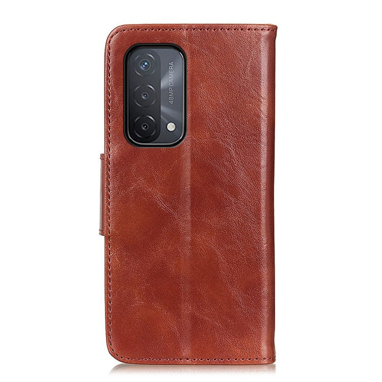 Crazy Horse Texture Stand Wallet Mobile Phone Leather Case for Oppo A54 5G/A74 5G/A93 5G - Brown