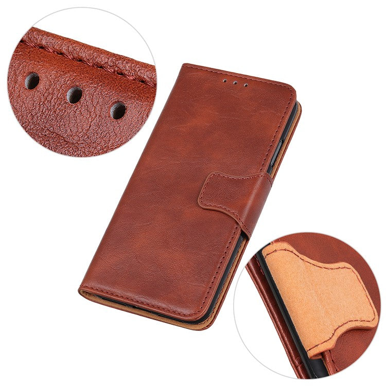 Crazy Horse Texture Stand Wallet Mobile Phone Leather Case for Oppo A54 5G/A74 5G/A93 5G - Brown