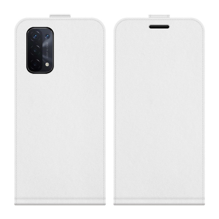 Vertical Flip Crazy Horse Leather Protector Case with Card Slot for Oppo A54 5G/A93 5G/A74 5G/OnePlus Nord N200 5G - White