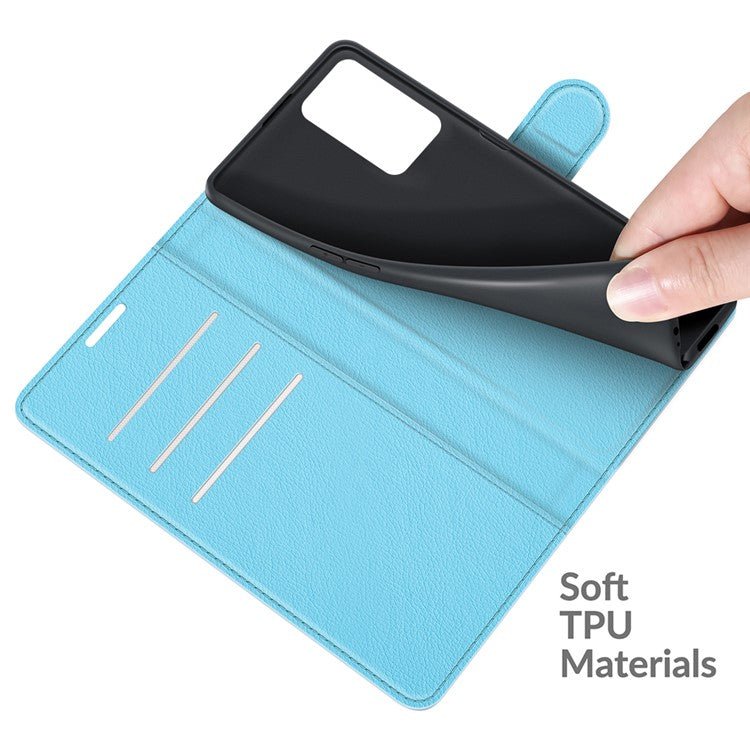 Litchi Skin Magnetic Leather Stand Case for Oppo A55 5G - Blue