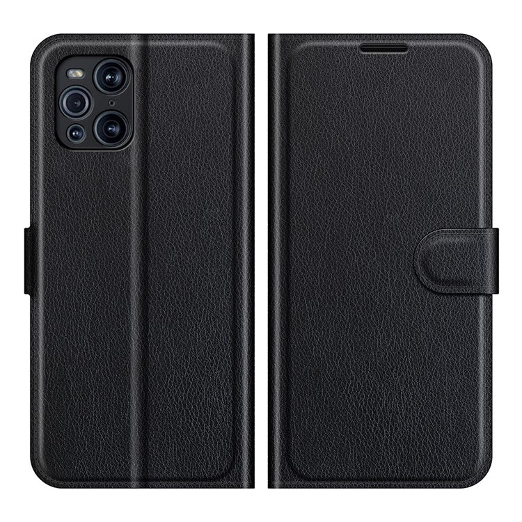 Litchi Skin Magnetic Leather Stand Case for Oppo Find X3 Pro / Oppo Find X3 - Black