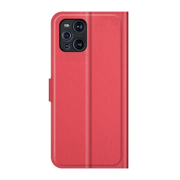 Litchi Skin Magnetic Leather Stand Case for Oppo Find X3 Pro / Oppo Find X3 - Red