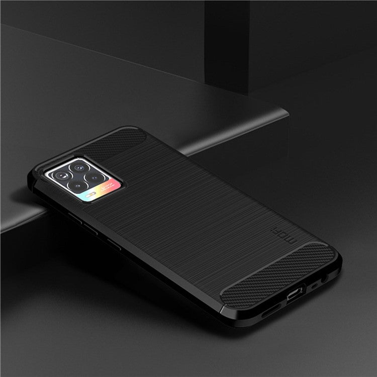 MOFI Carbon Fiber Brushed TPU Case Covering for Realme 8 Pro / Realme 8 - Black