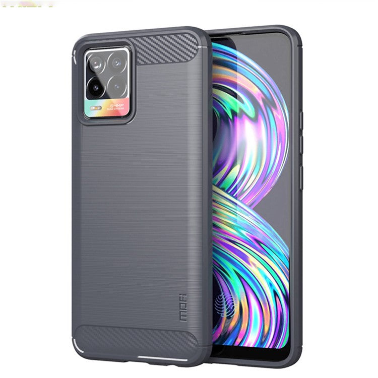MOFI Carbon Fiber Brushed TPU Case Covering for Realme 8 Pro / Realme 8 - Grey