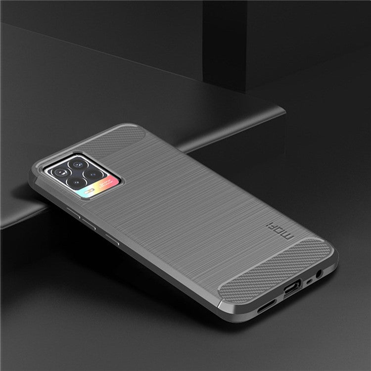 MOFI Carbon Fiber Brushed TPU Case Covering for Realme 8 Pro / Realme 8 - Grey