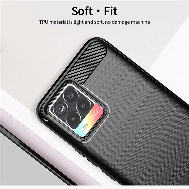 MOFI Carbon Fiber Brushed TPU Case Covering for Realme 8 Pro / Realme 8 - Grey