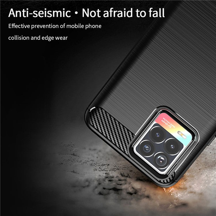 MOFI Carbon Fiber Brushed TPU Case Covering for Realme 8 Pro / Realme 8 - Grey