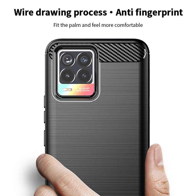 MOFI Carbon Fiber Brushed TPU Case Covering for Realme 8 Pro / Realme 8 - Grey