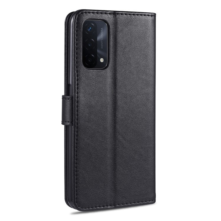 AZNS PU Leather Wallet Stand Mobile Phone Cover for Oppo A93 5G/A74 5G - Black