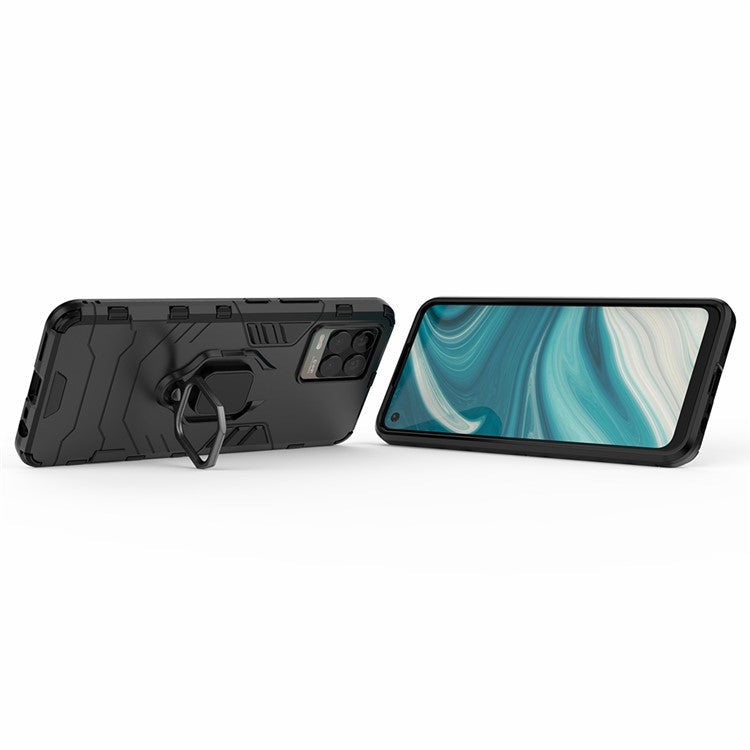 Cool Guard PC + TPU Combo Well-Protected Kickstand Hybrid Phone Cover Case for Realme 8 - Black