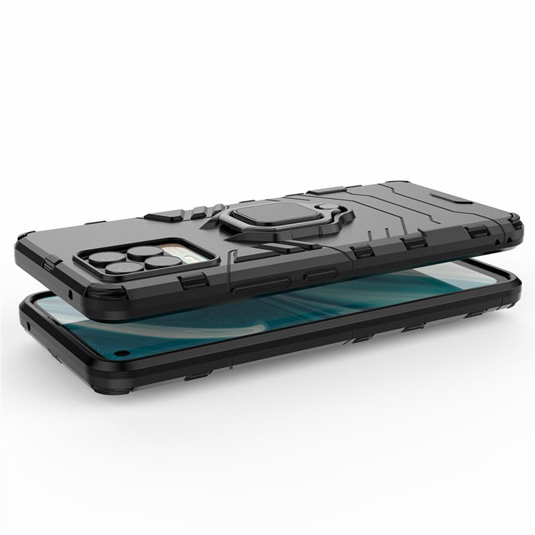 Cool Guard PC + TPU Combo Well-Protected Kickstand Hybrid Phone Cover Case for Realme 8 - Black