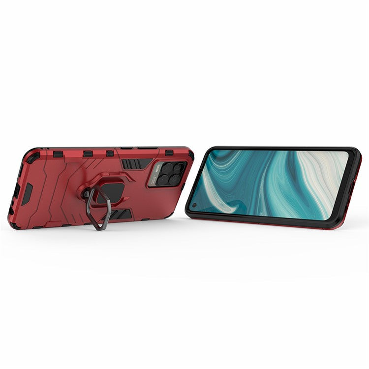 Cool Guard PC + TPU Combo Well-Protected Kickstand Hybrid Phone Cover Case for Realme 8 - Red