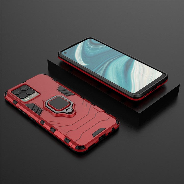 Cool Guard PC + TPU Combo Well-Protected Kickstand Hybrid Phone Cover Case for Realme 8 - Red