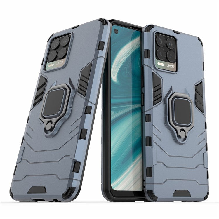Cool Guard PC + TPU Combo Well-Protected Kickstand Hybrid Phone Cover Case for Realme 8 - Blue