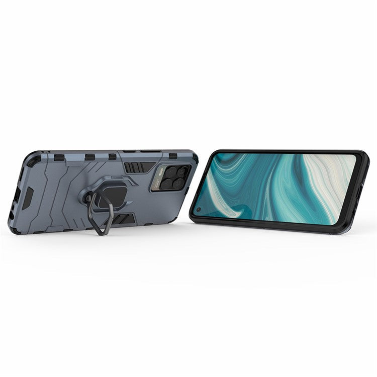 Cool Guard PC + TPU Combo Well-Protected Kickstand Hybrid Phone Cover Case for Realme 8 - Blue