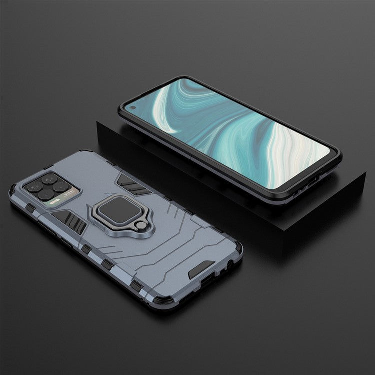 Cool Guard PC + TPU Combo Well-Protected Kickstand Hybrid Phone Cover Case for Realme 8 - Blue