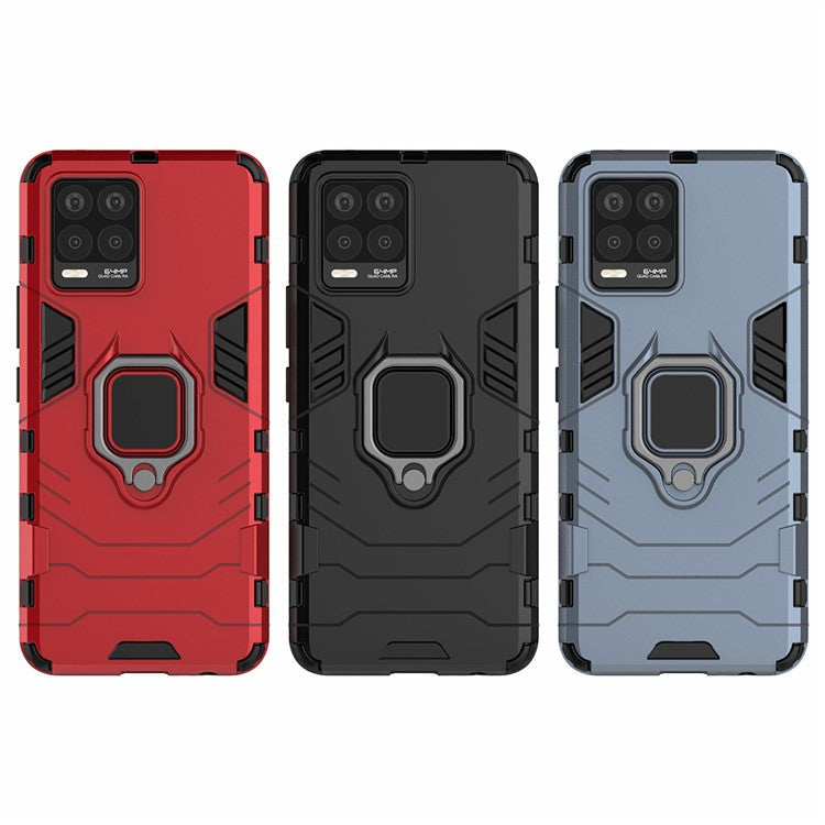 Cool Guard PC + TPU Combo Well-Protected Kickstand Hybrid Phone Cover Case for Realme 8 - Blue