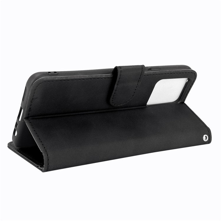 Skin-touch PU Leather Protective Phone Cover with Supporting Stand Wallet for Realme 8 Pro/Realme 8 - Black