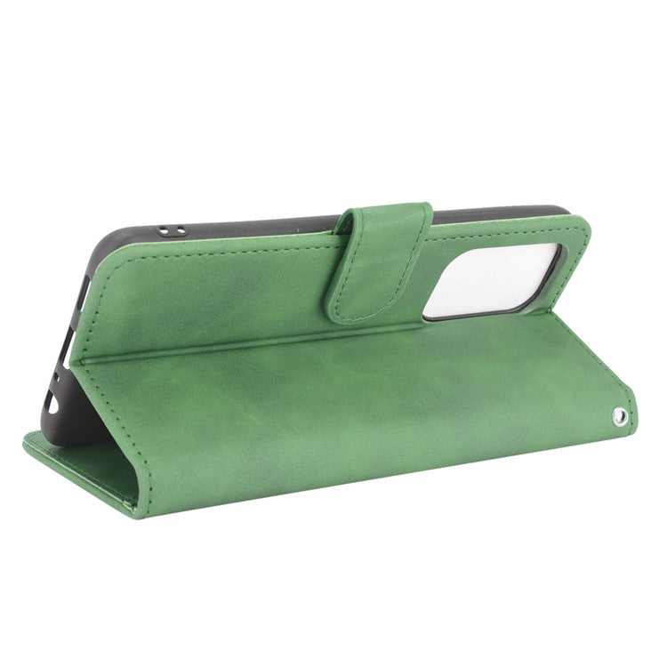 Skin-touch Supporting Stand Wallet Phone Case for Oppo F19 Pro+ 5G / A94 5G - Green