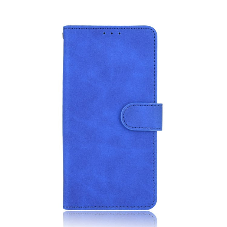 Skin-touch Supporting Stand Wallet Phone Case for Oppo F19 Pro+ 5G / A94 5G - Blue