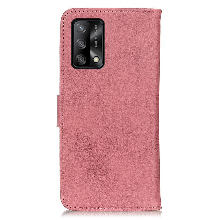 KHAZNEH Leather Protector Case Wallet Stand Phone Cover for Oppo F19 / A74 4G - Pink