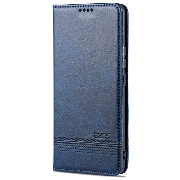 AZNS Auto-absorbed Magnetic Stand Wallet Case Leather Phone Shell for Realme 8/8 Pro - Blue