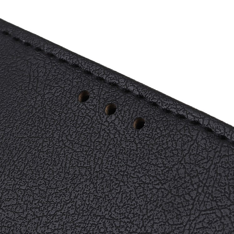 PU Leather Wallet Stand Protective Phone Cover for Oppo F19 / Oppo A74 4G - Black
