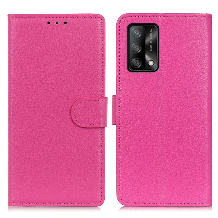 Litchi Texture Leather Wallet Stand Flip Case for Oppo F19 / Oppo A74 4G - Rose