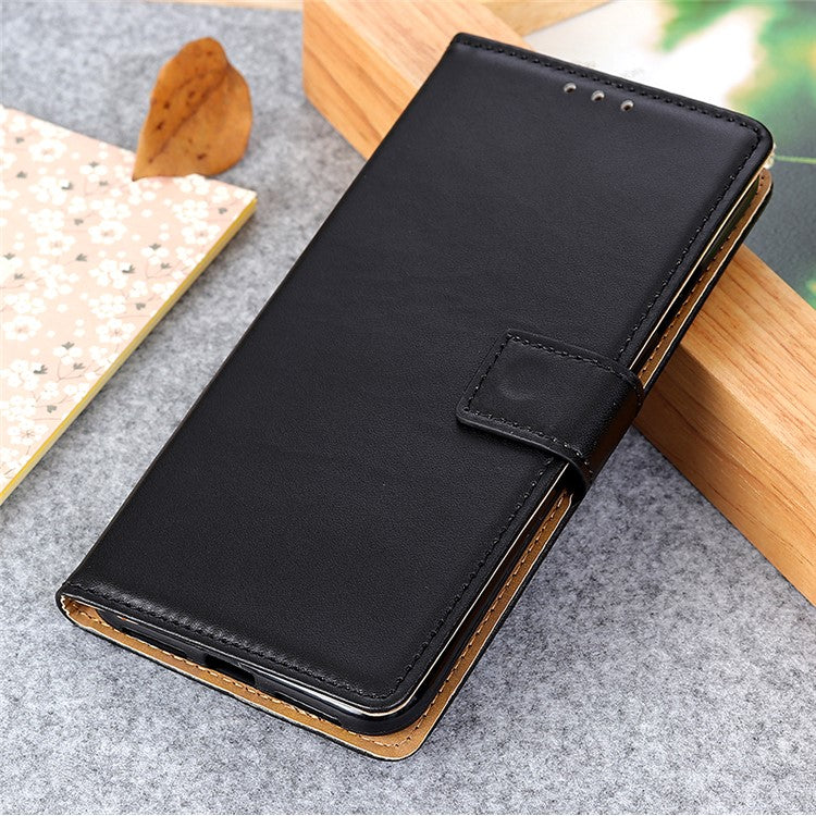 Magnetic Clasp PU Leather Protective Phone Wallet Stand Shell Case for Oppo F19 / Oppo A74 4G - Black
