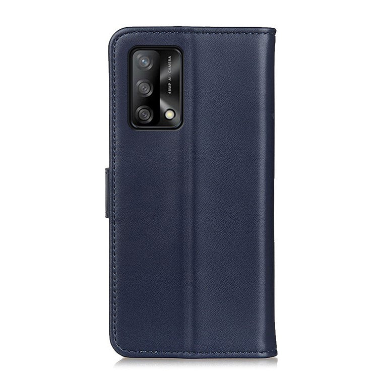 Magnetic Clasp PU Leather Protective Phone Wallet Stand Shell Case for Oppo F19 / Oppo A74 4G - Blue