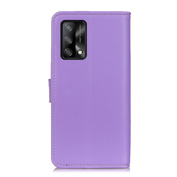 Magnetic Clasp PU Leather Protective Phone Wallet Stand Shell Case for Oppo F19 / Oppo A74 4G - Purple